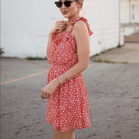 red floral sundress